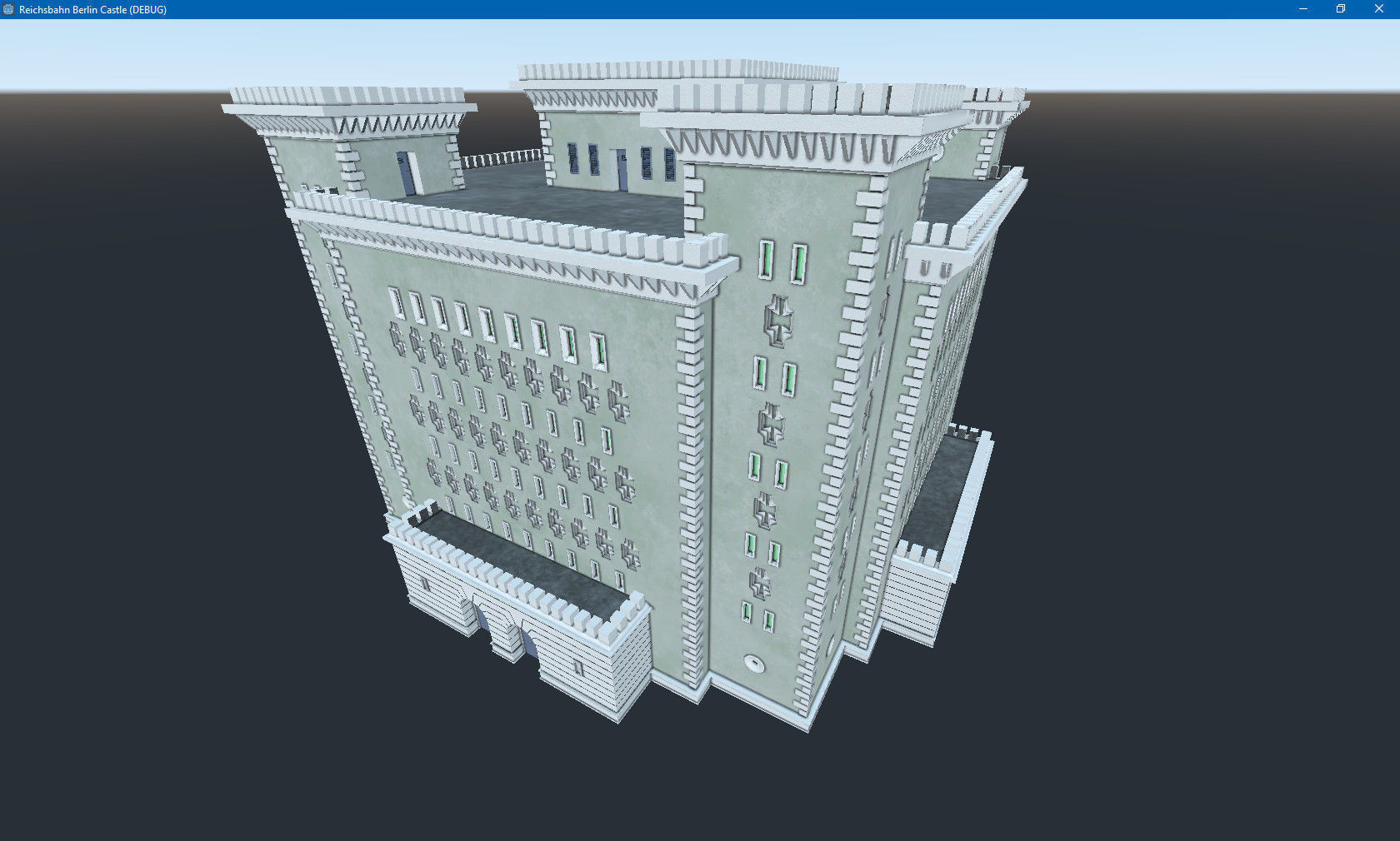 Reichsbahn Berlin Castle Concrete 2 Low-poly 3D model_13