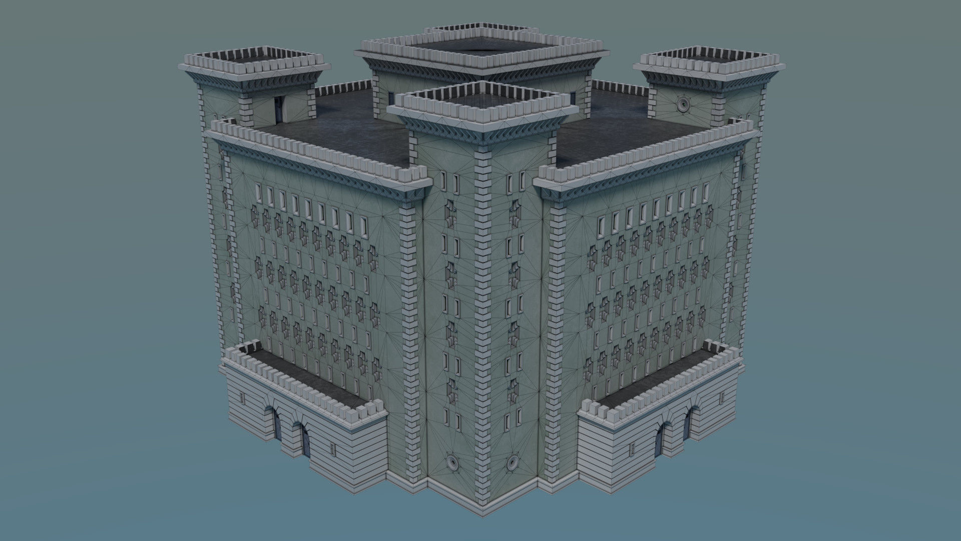 Reichsbahn Berlin Castle Concrete 2 Low-poly 3D model_10