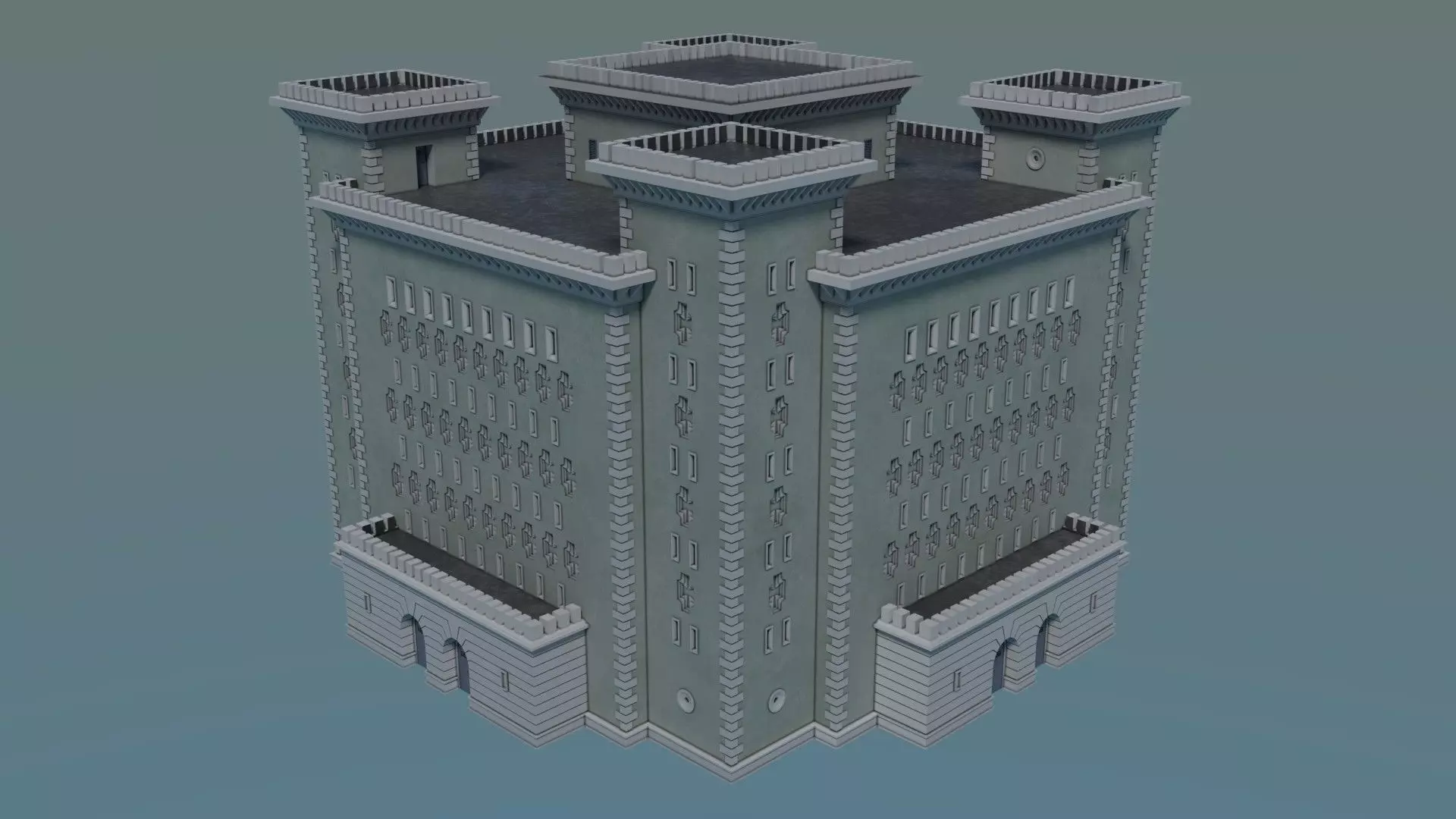 Reichsbahn Berlin Castle Concrete 2 Low-poly 3D model_0