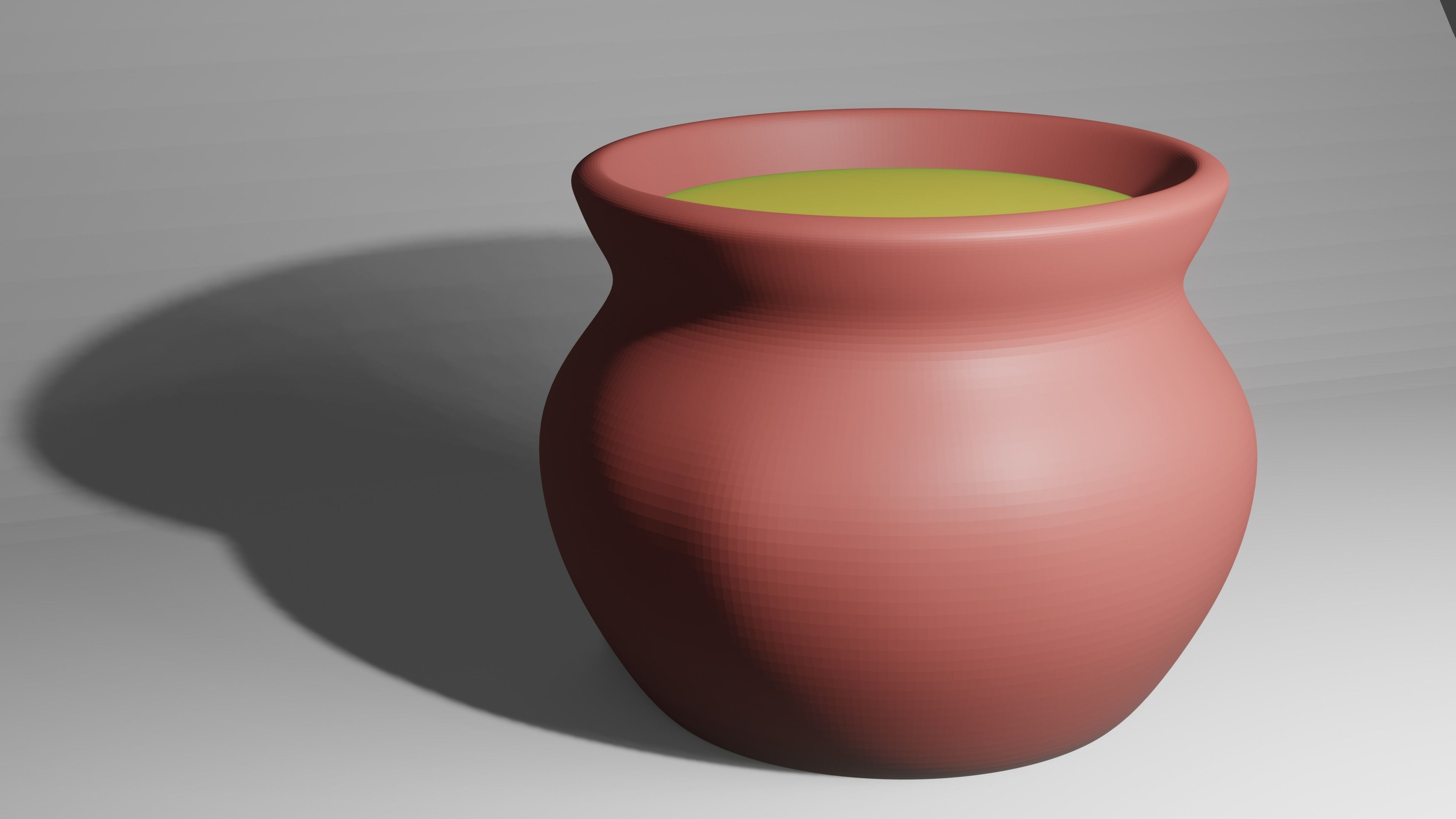 clay pot for yogurt Free low-poly 3D model_1