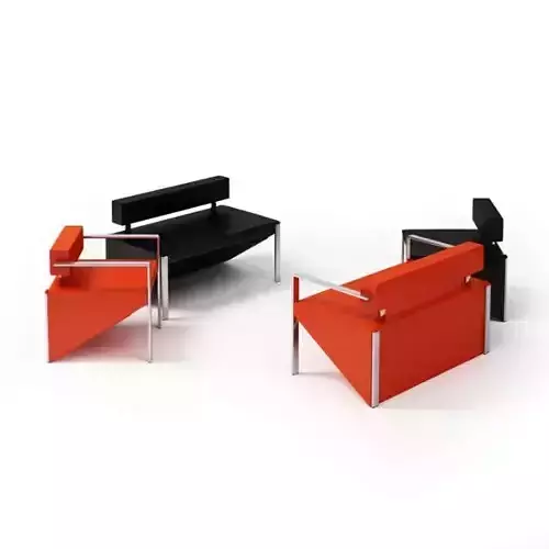 Red And Black Armchairs Set