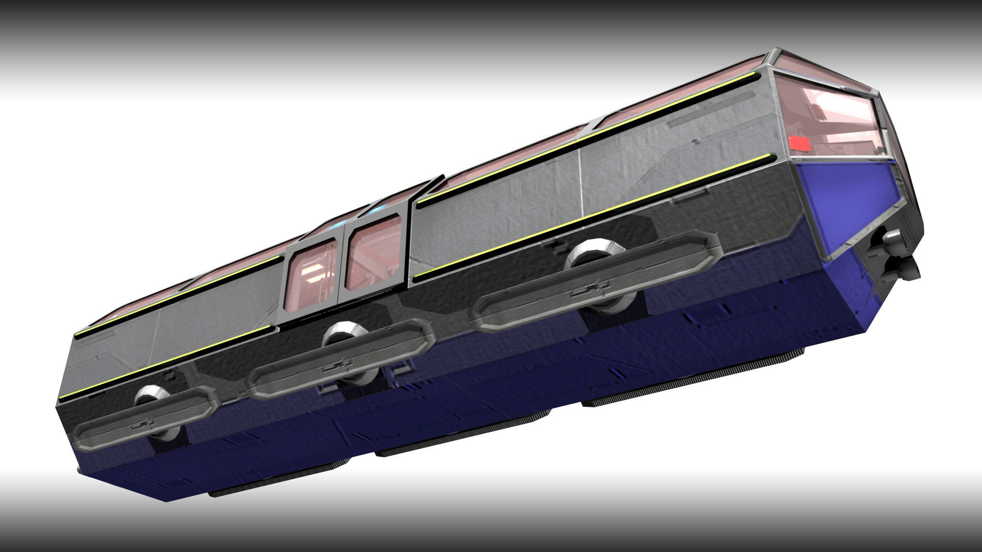 SciFi Tram Shuttle Low-poly 3D model_7