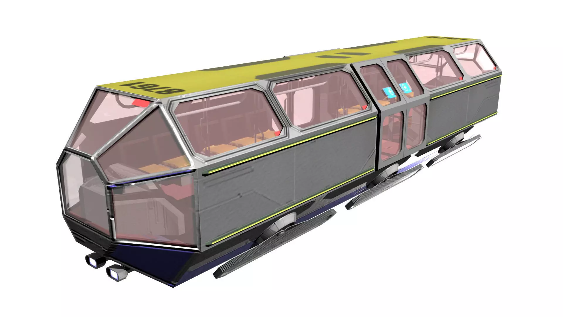 SciFi Tram Shuttle Low-poly 3D model_0