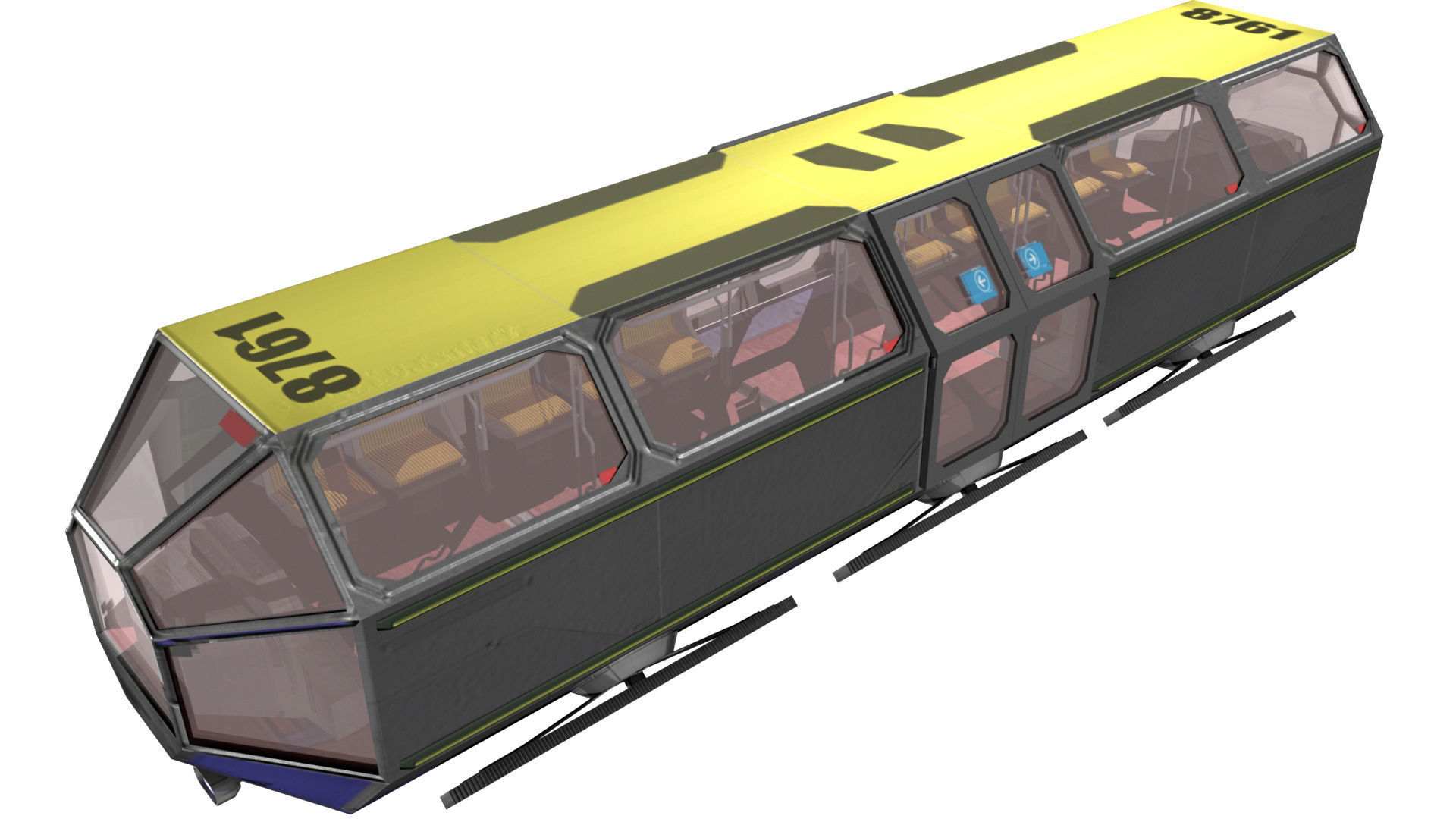 SciFi Tram Shuttle Low-poly 3D model_1