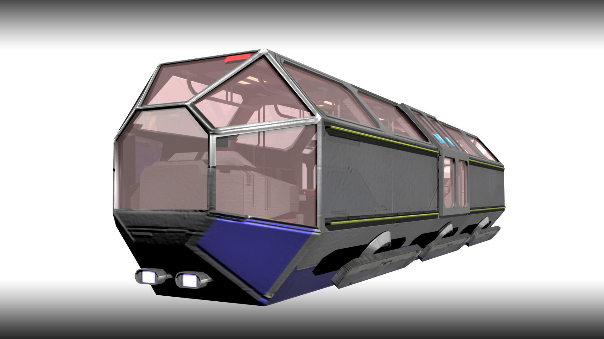 SciFi Tram Shuttle Low-poly 3D model_6