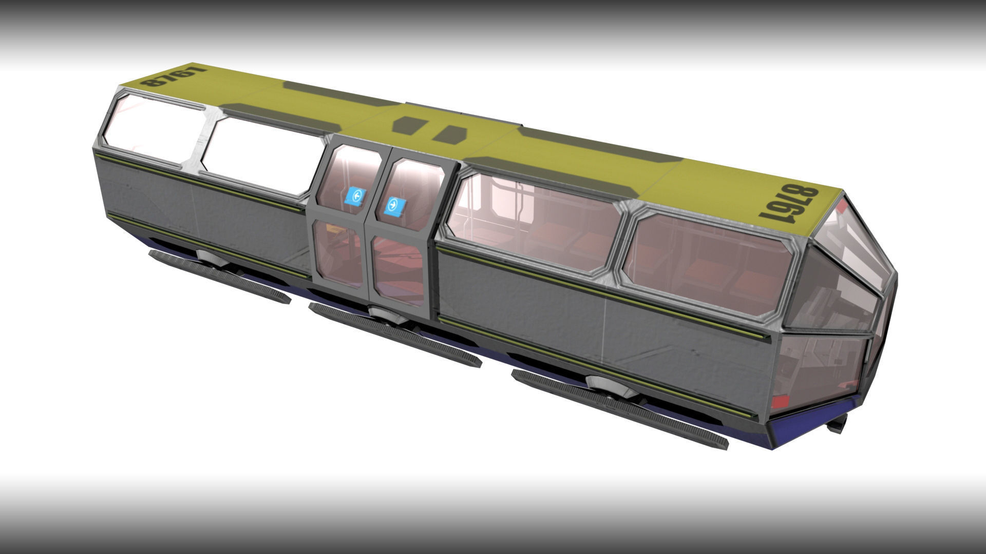 SciFi Tram Shuttle Low-poly 3D model_5