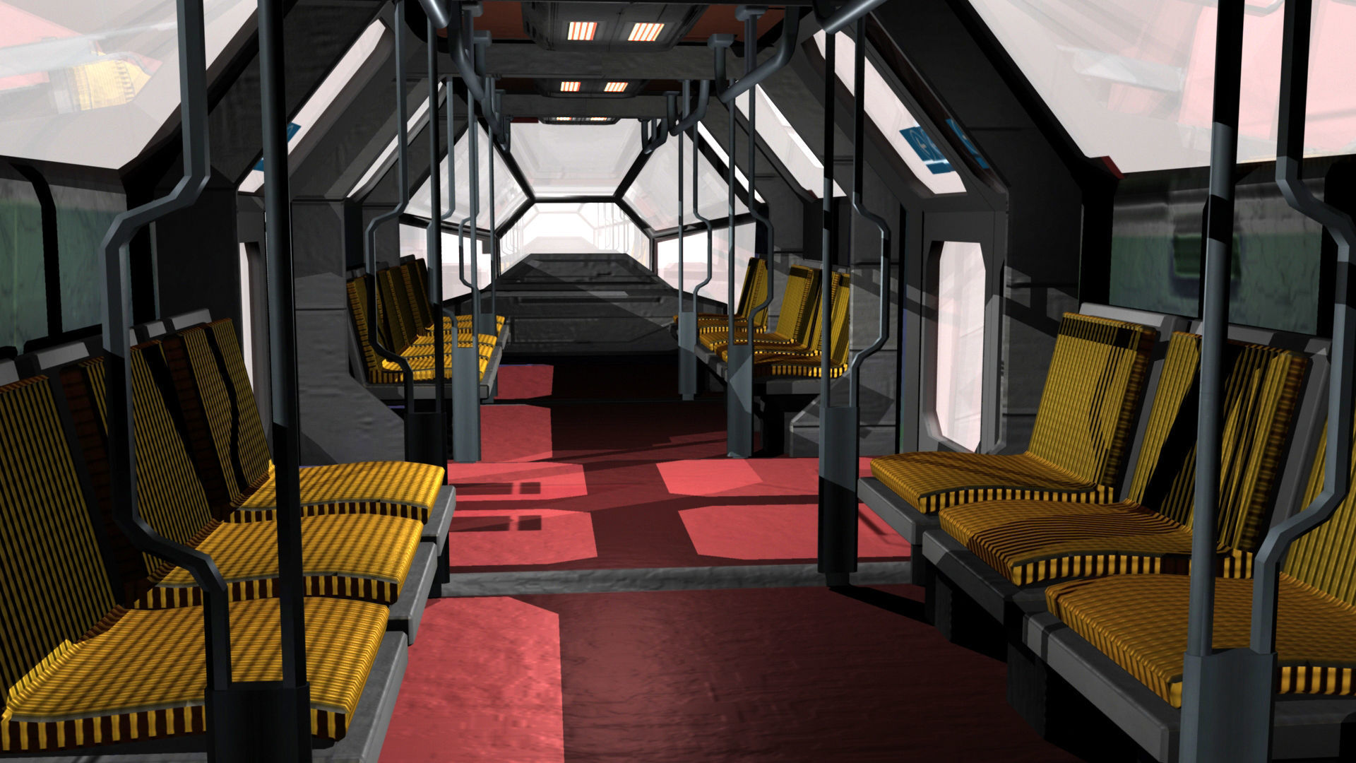 SciFi Tram Shuttle Low-poly 3D model_2