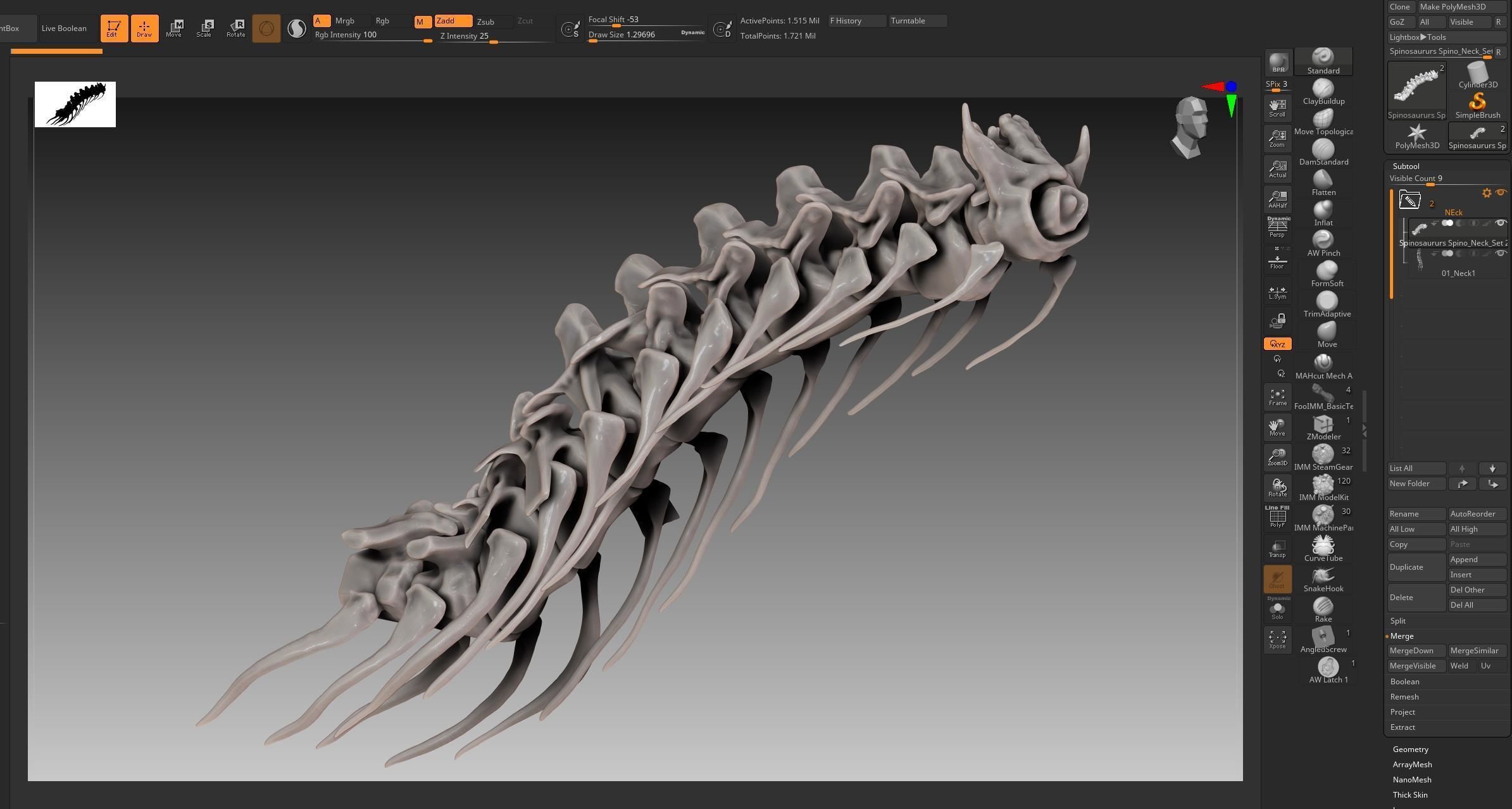 Spinosaurus 2020 version Neck Set Skeletons 3D model_7