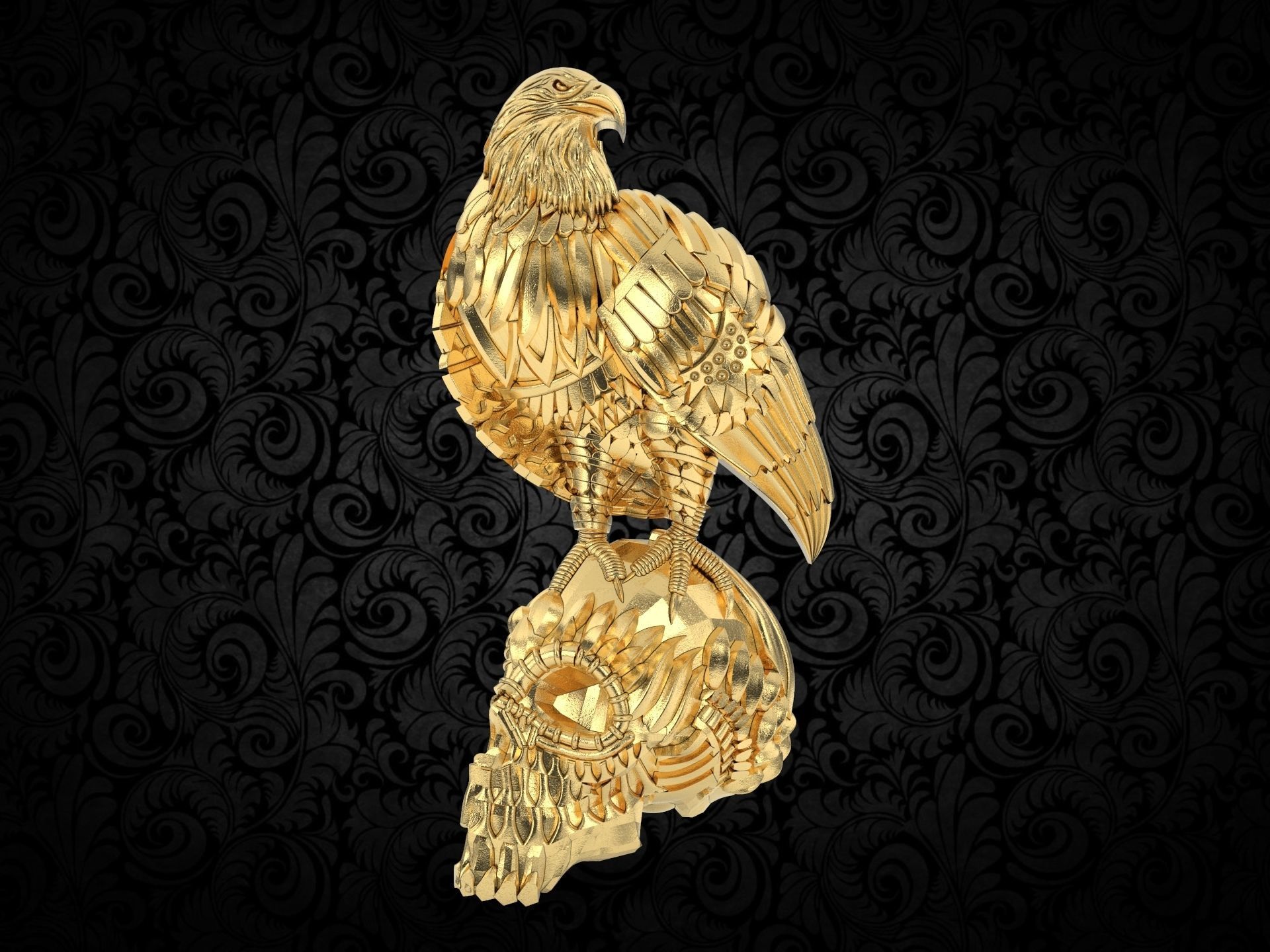 Harley Eagle Skull 3D print model_1