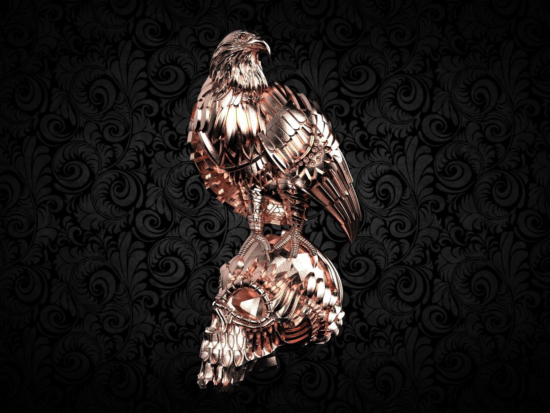 Harley Eagle Skull 3D print model_8