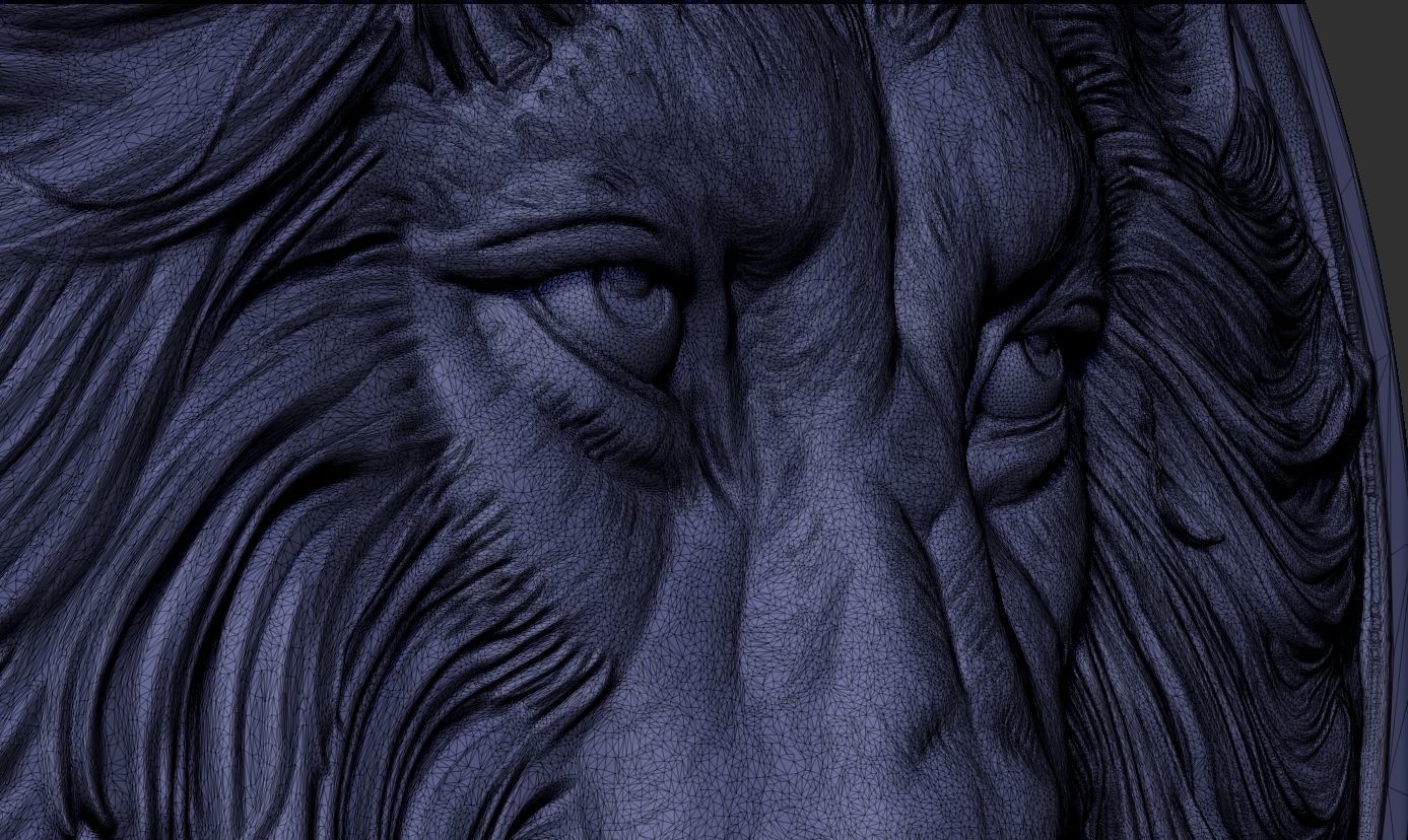 Lion Head relief 2 3D print model 3D print model_5