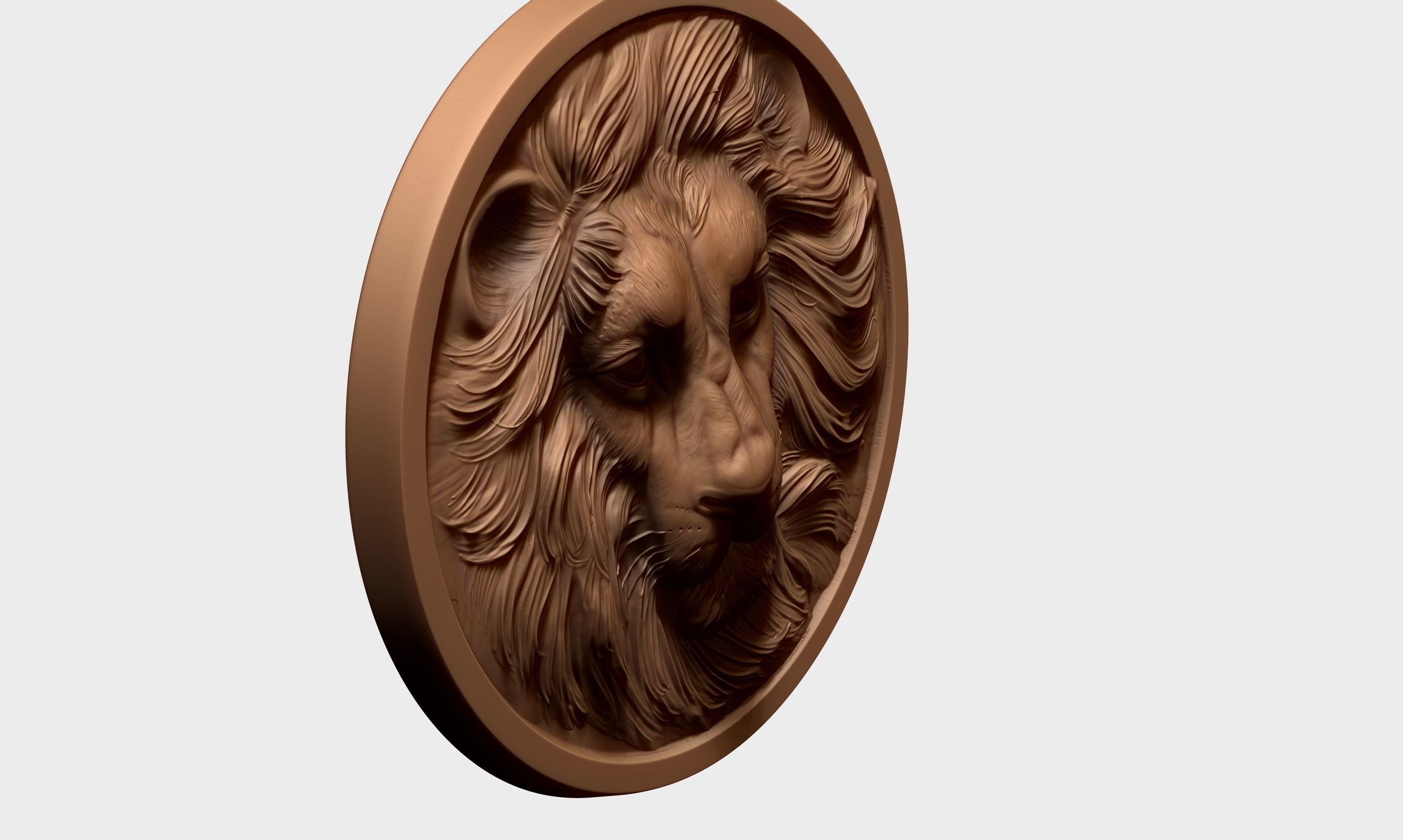 Lion Head relief 2 3D print model 3D print model_3