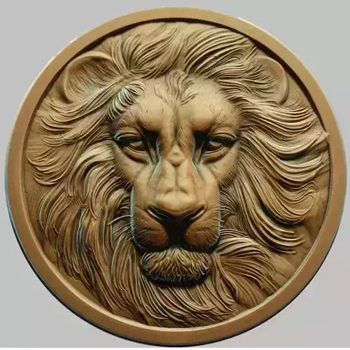 Lion Head relief 2 3D print model