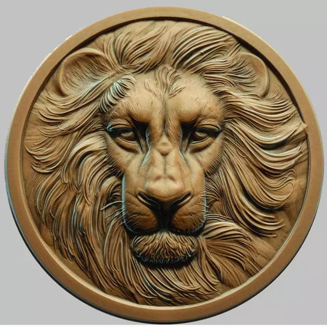 Lion Head relief 2 3D print model 3D print model_0