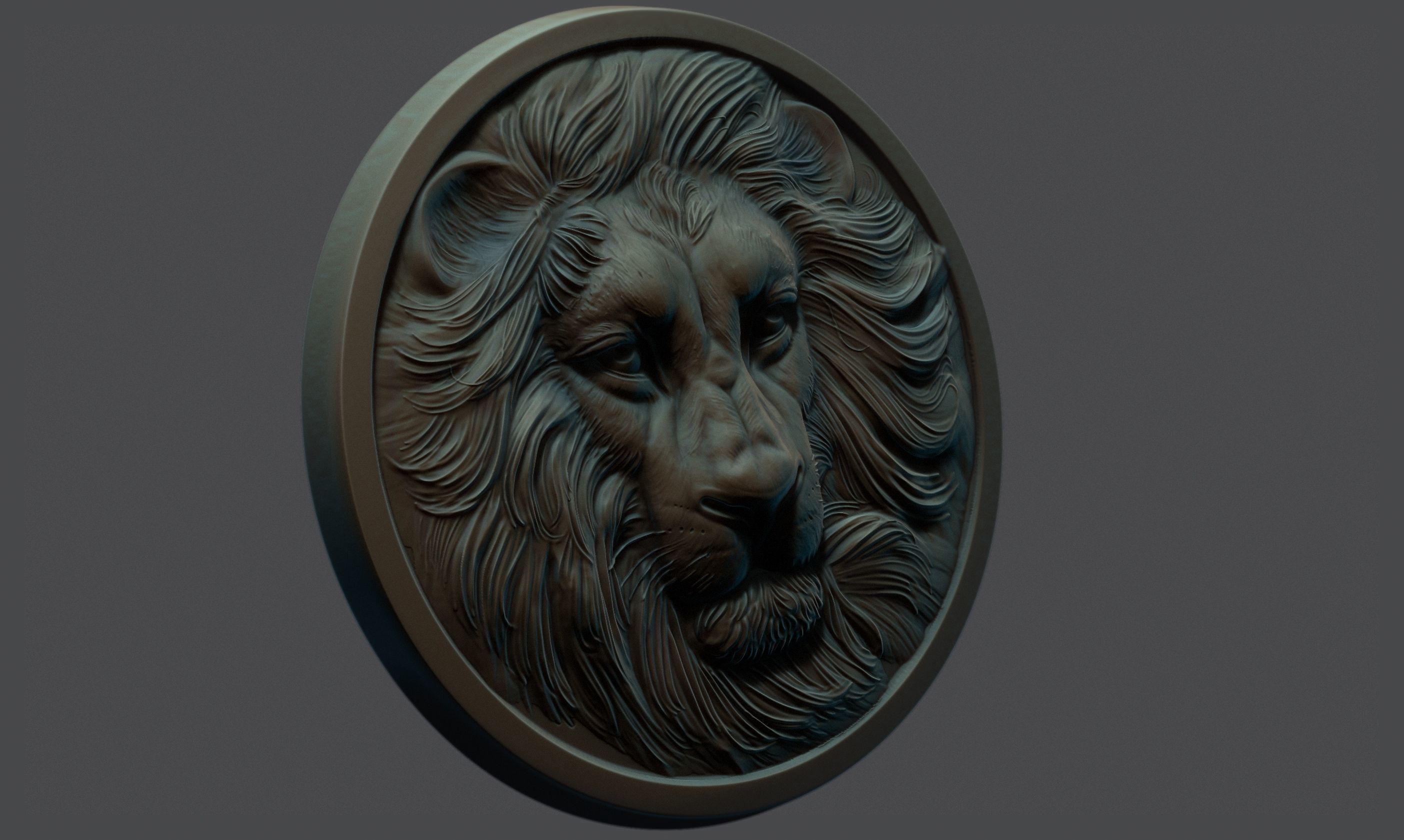 Lion Head relief 2 3D print model 3D print model_6