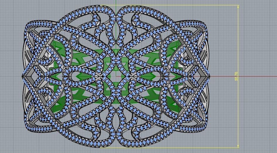 Wide bracelet with stones Model 1137 3D print model_5