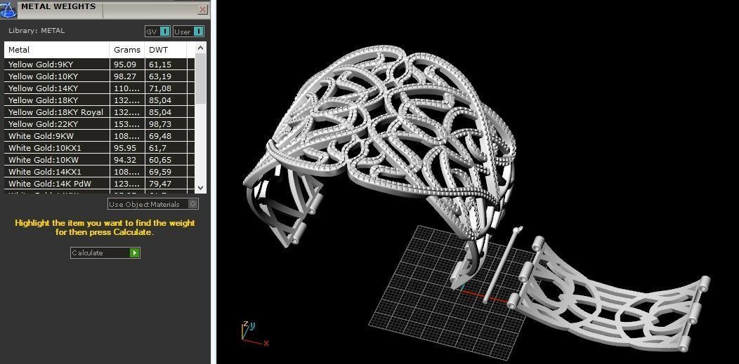 Wide bracelet with stones Model 1137 3D print model_2