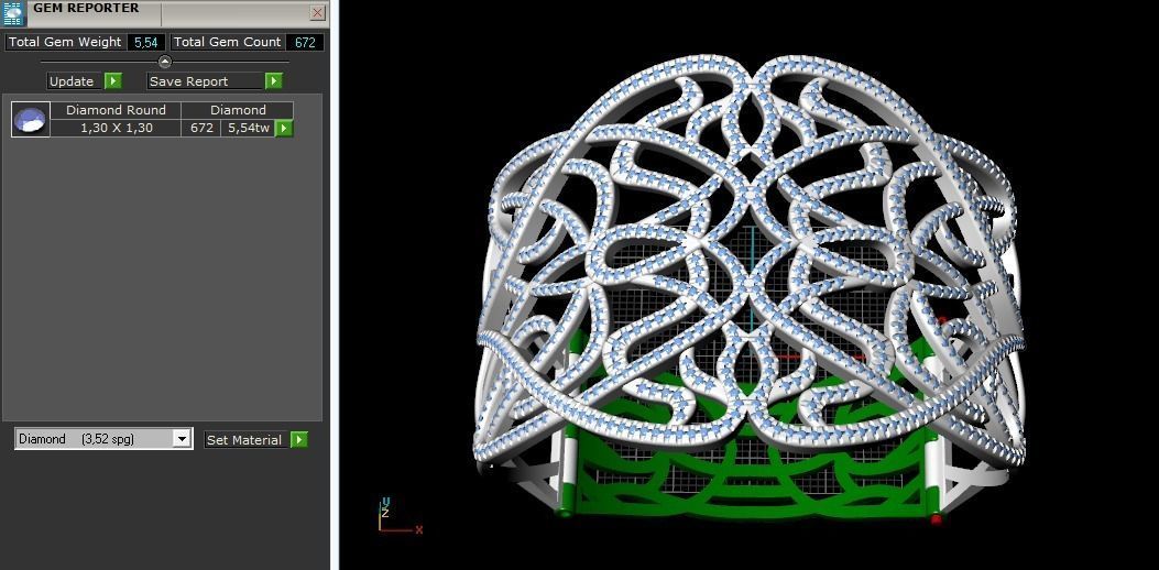 Wide bracelet with stones Model 1137 3D print model_3