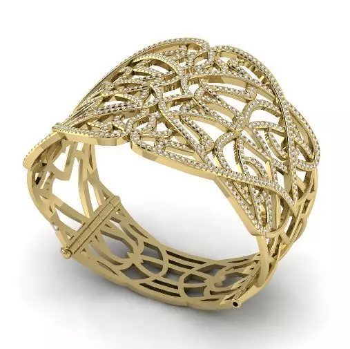 Wide bracelet with stones Model 1137 3D print model_0