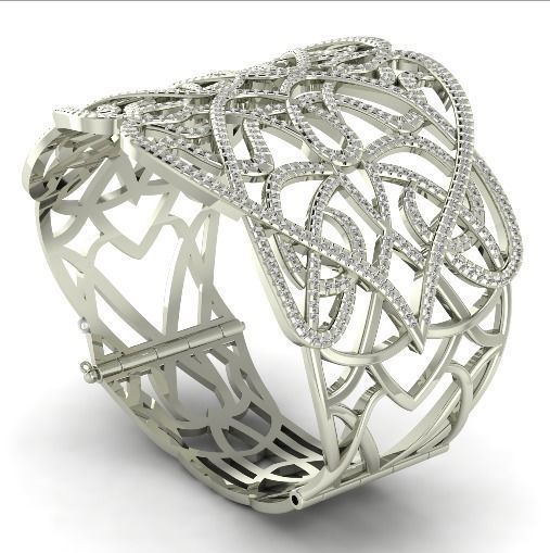 Wide bracelet with stones Model 1137 3D print model_1