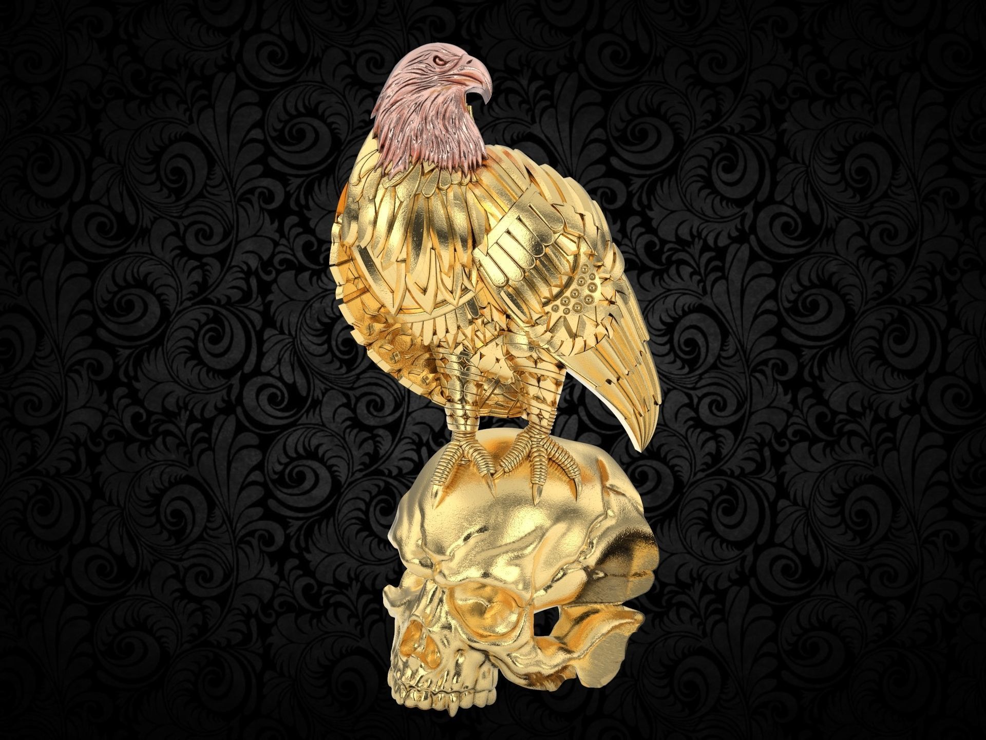 Harley Skull Eagle  3D print model_4