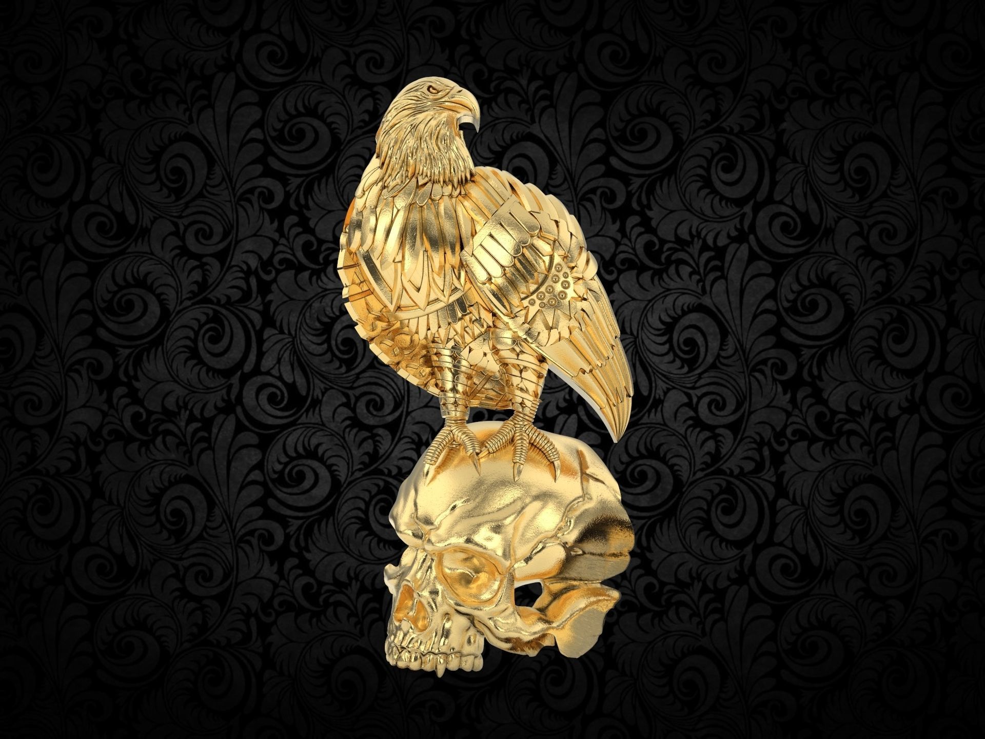 Harley Skull Eagle  3D print model_5