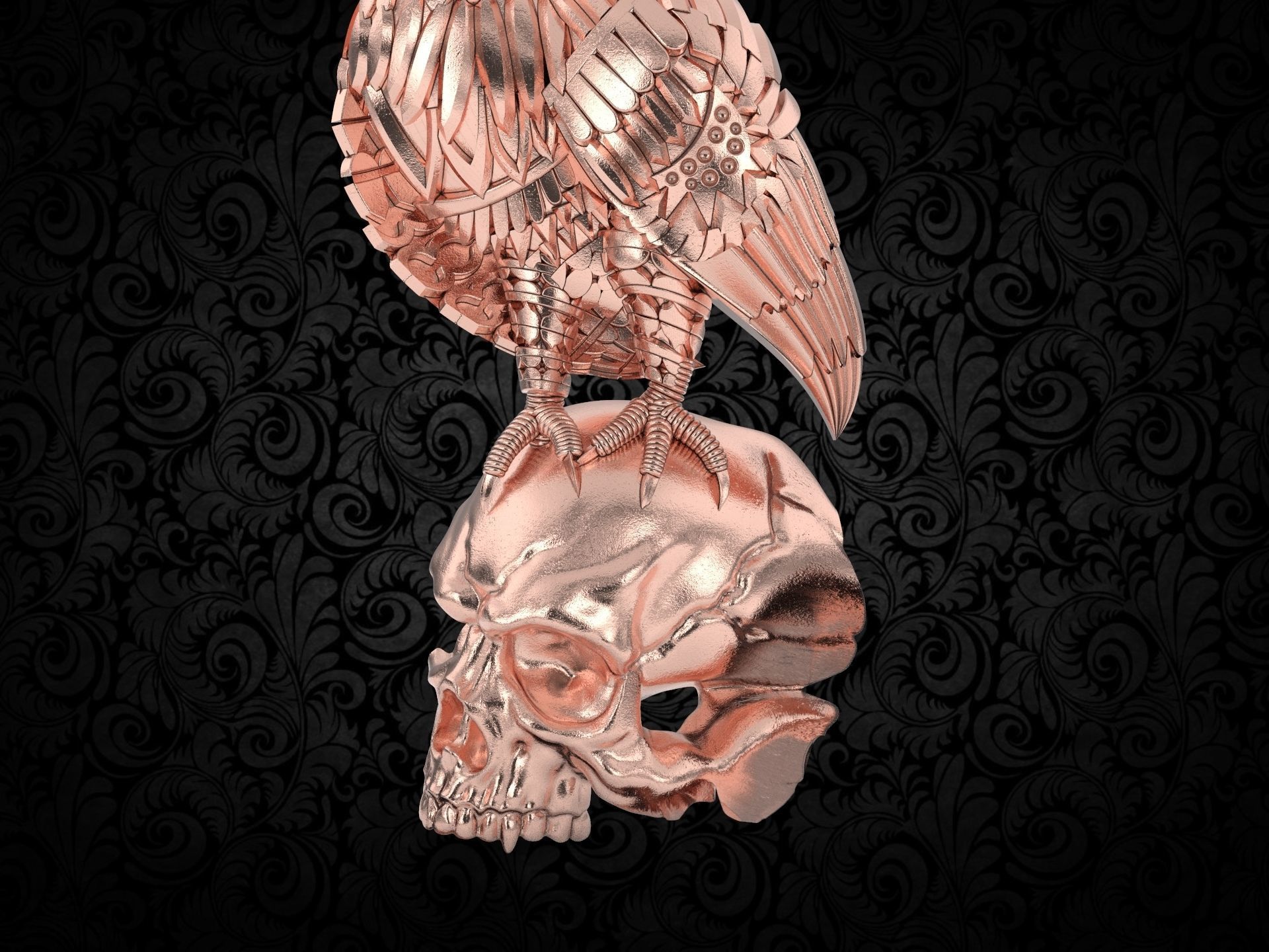 Harley Skull Eagle  3D print model_1