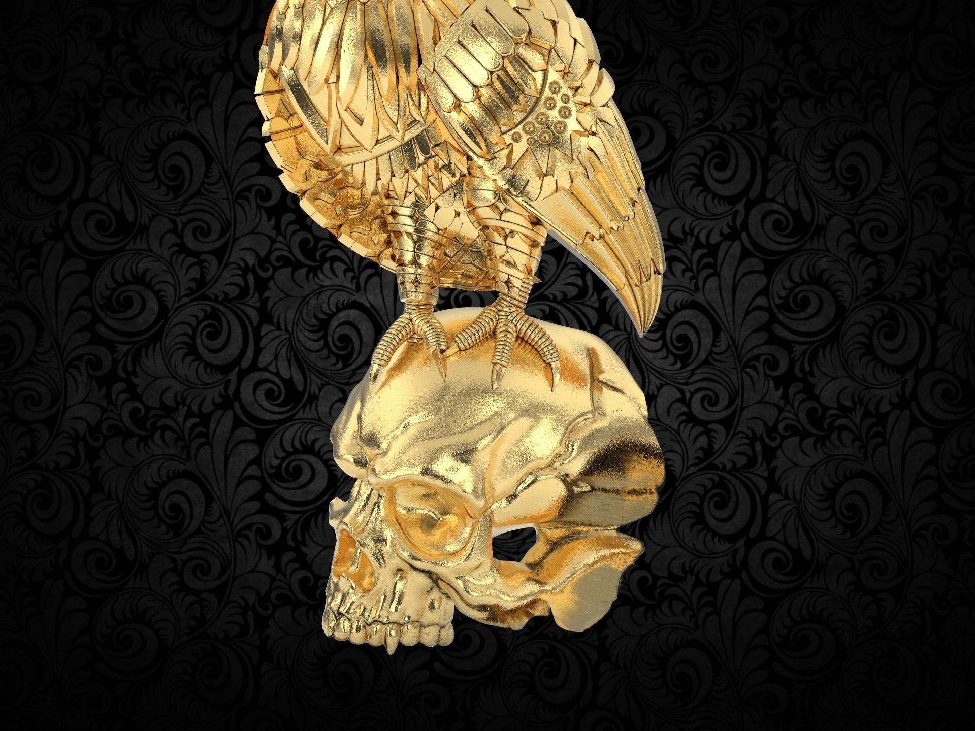Harley Skull Eagle  3D print model_9