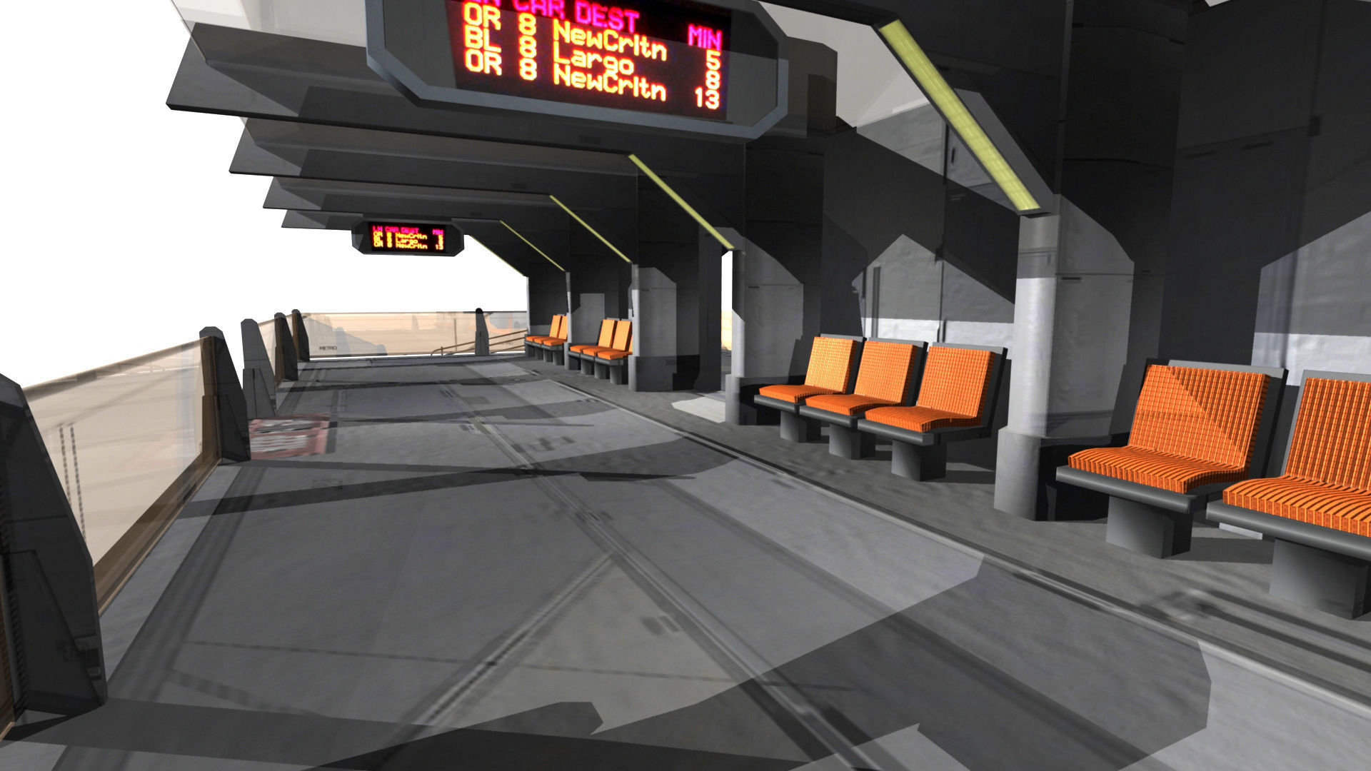 SciFi Tram Station Low-poly 3D model_2