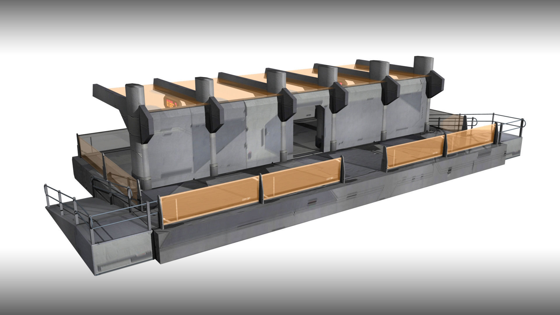 SciFi Tram Station Low-poly 3D model_7