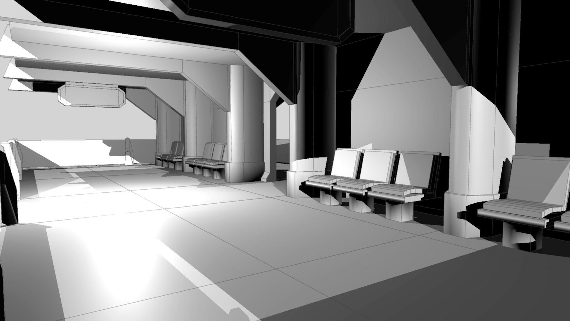 SciFi Tram Station Low-poly 3D model_3