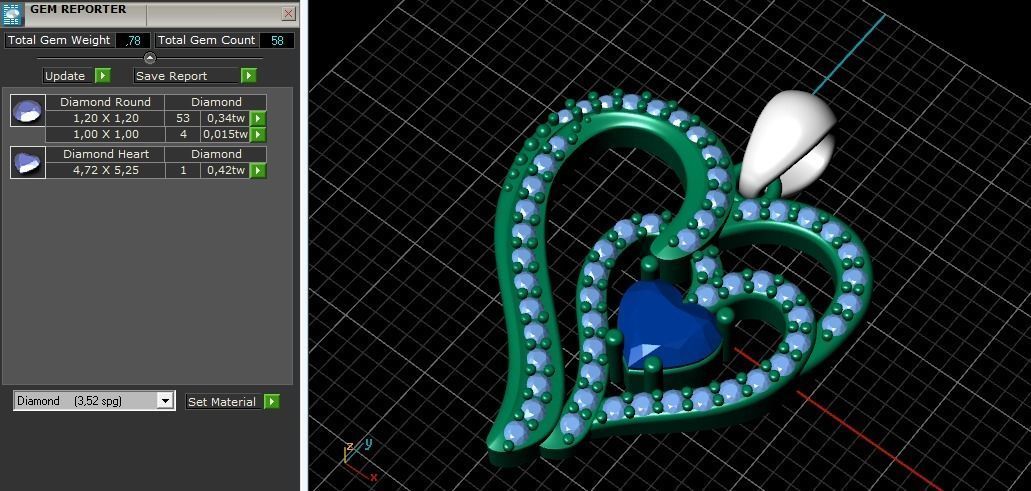 Pendant heart Model 1172 3D print model_3