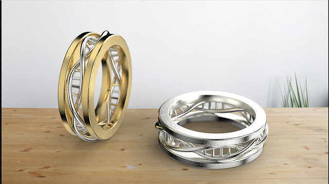 Engagement ring wedding band 3D print model