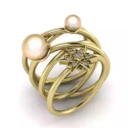 Ring with pearl stone Model 1211 3D print model