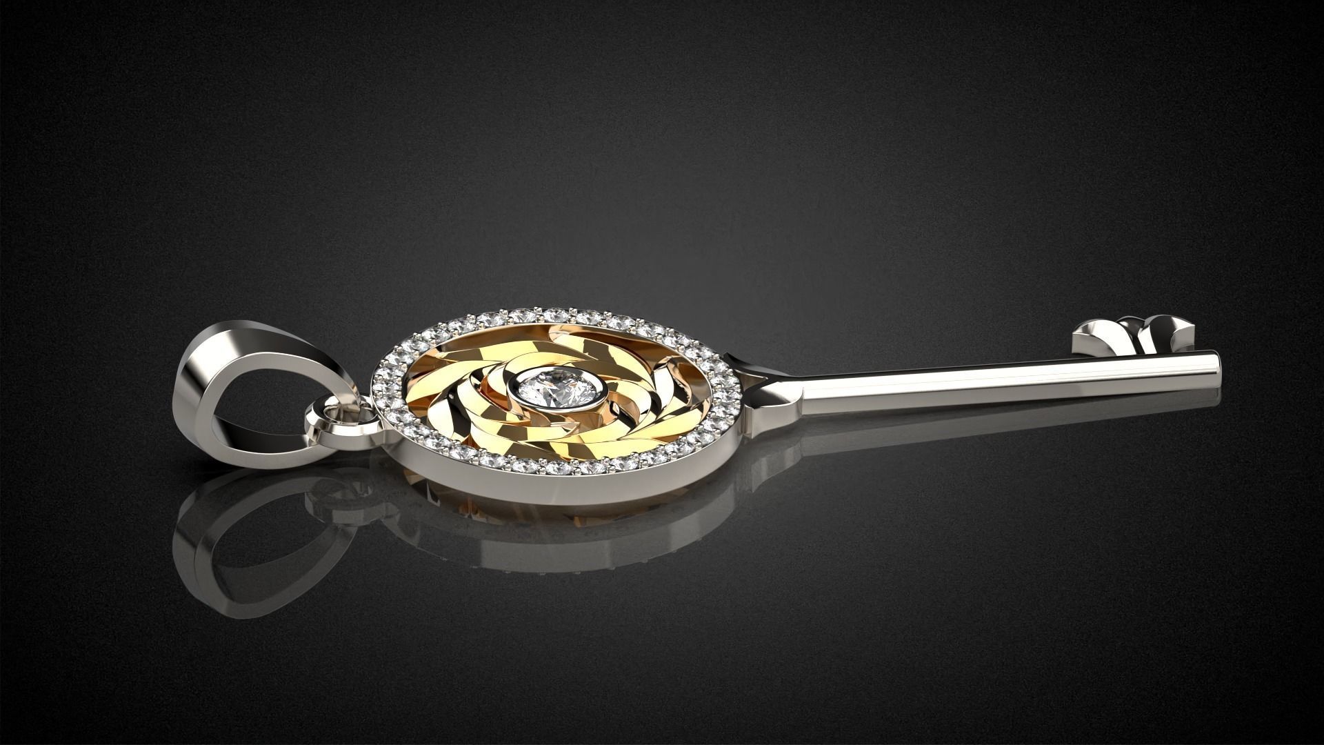 Gemstone Key Pendant P15 3D print model_11