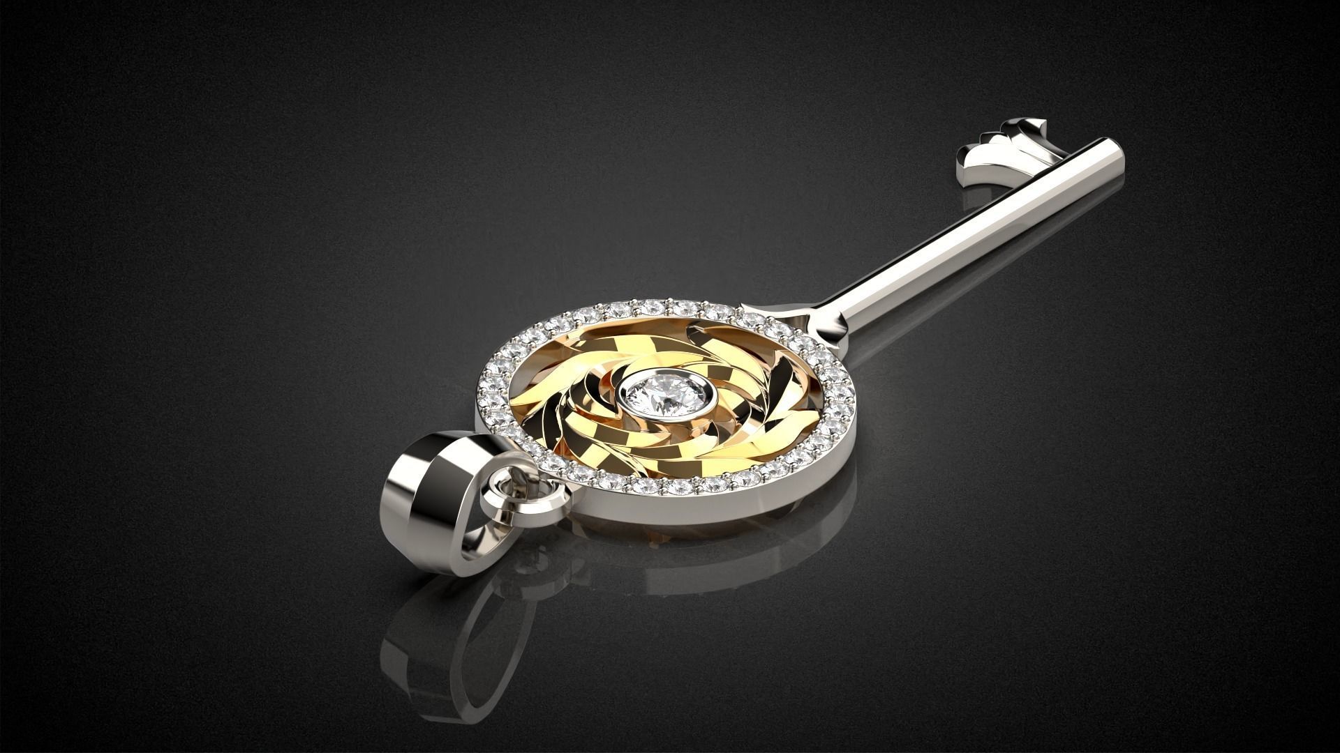 Gemstone Key Pendant P15 3D print model_10