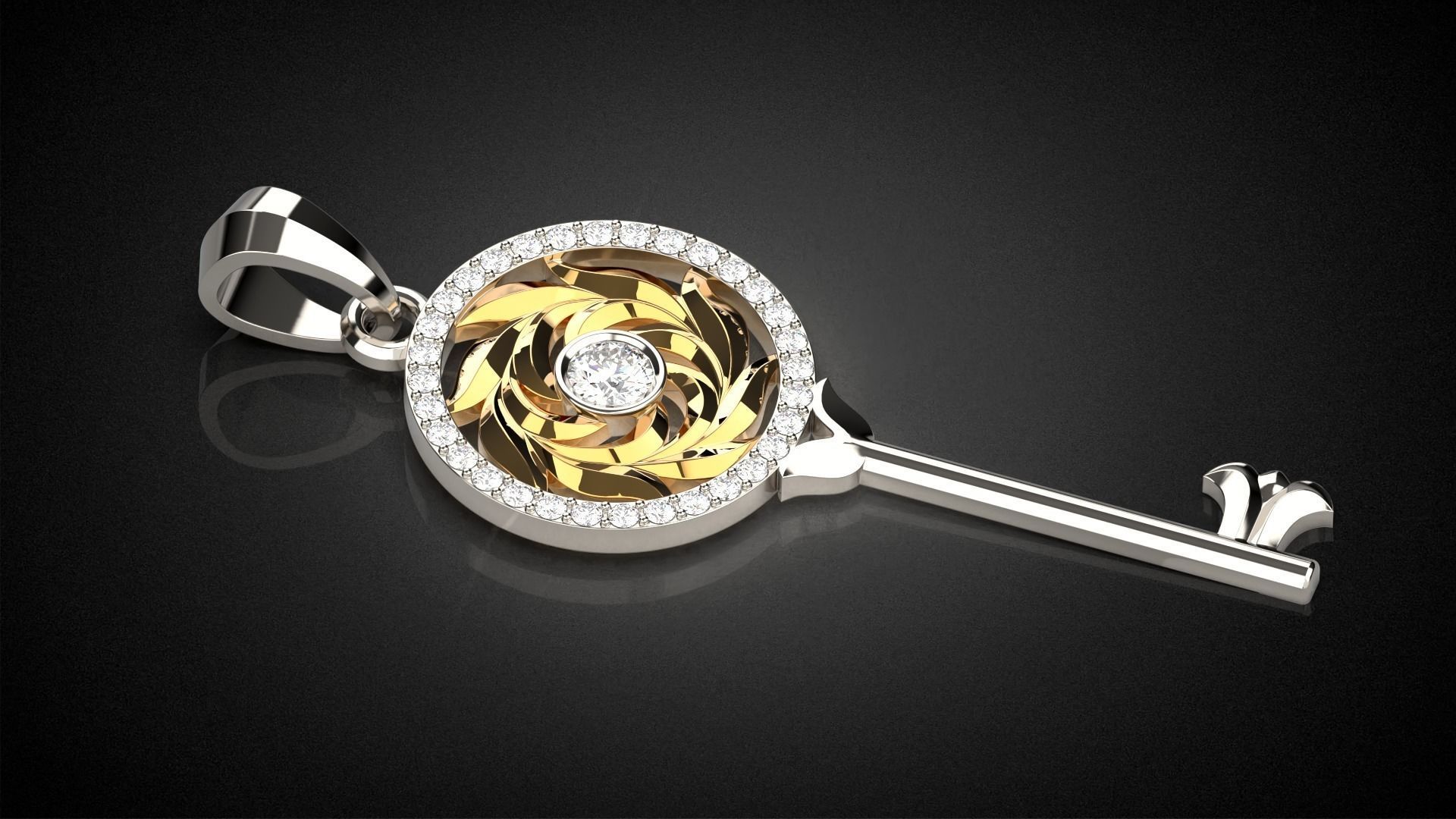 Gemstone Key Pendant P15 3D print model_12