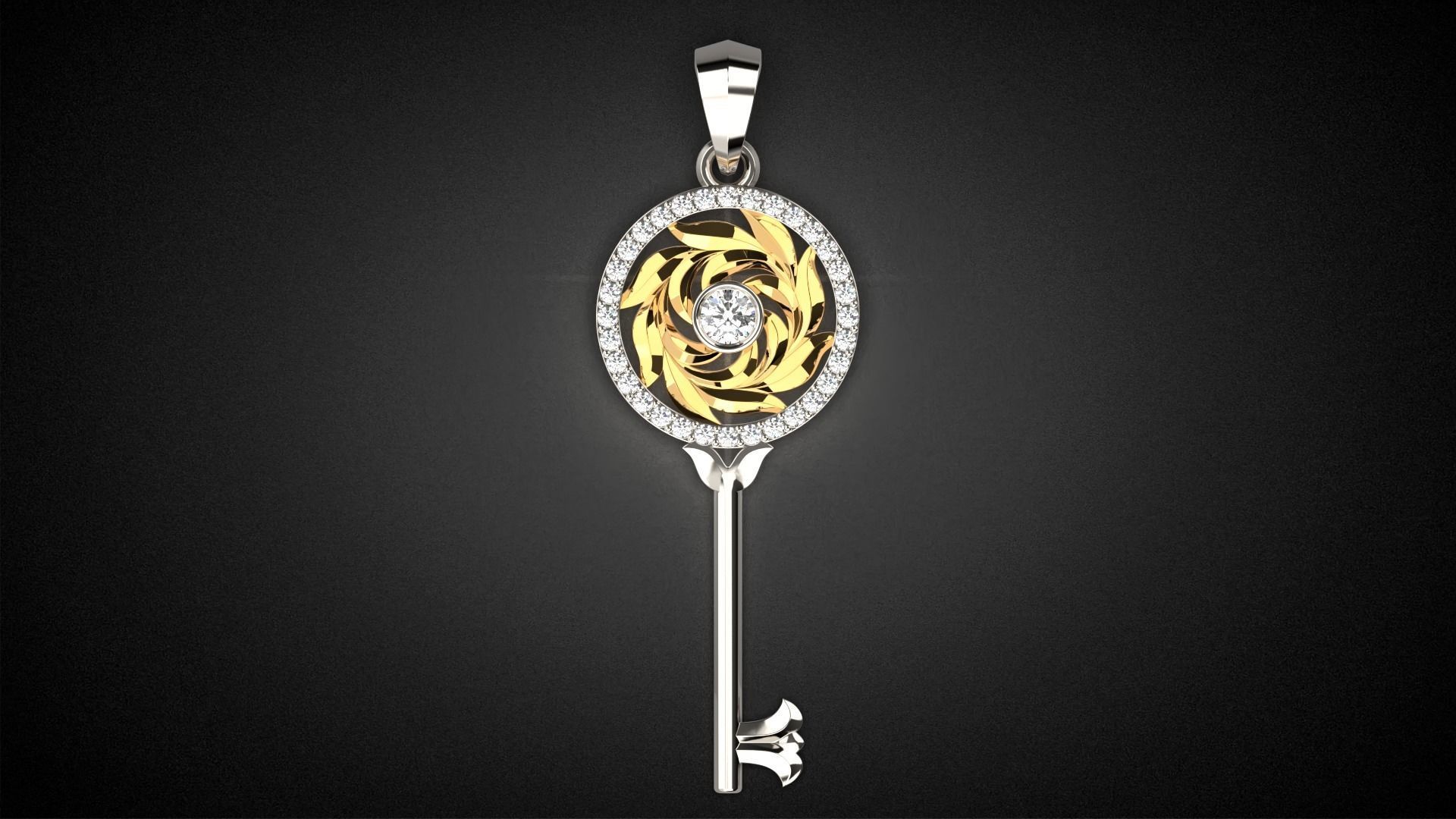 Gemstone Key Pendant P15 3D print model_15