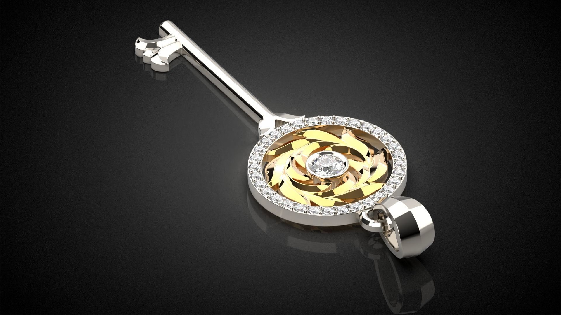 Gemstone Key Pendant P15 3D print model_9