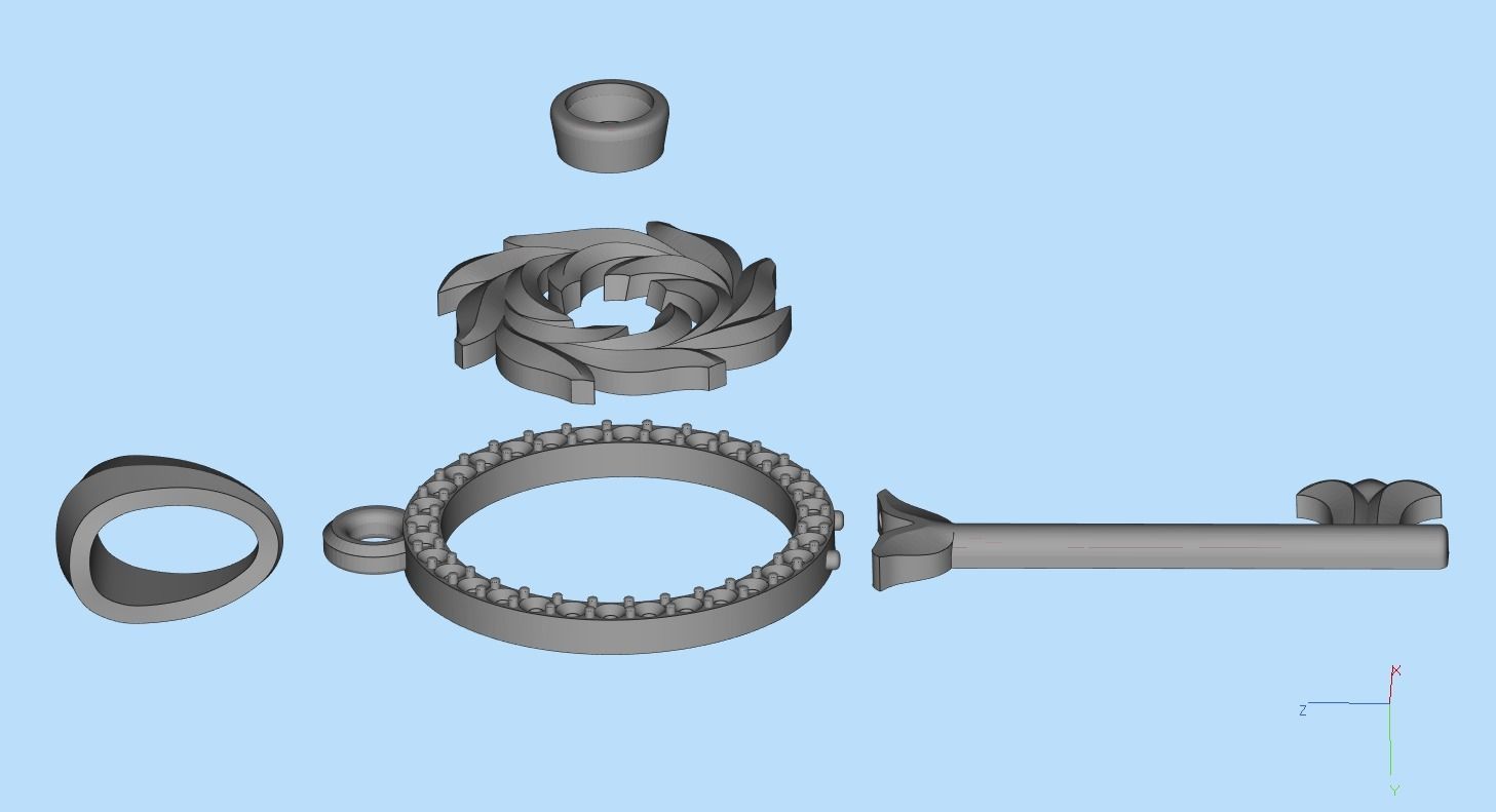 Gemstone Key Pendant P15 3D print model_16