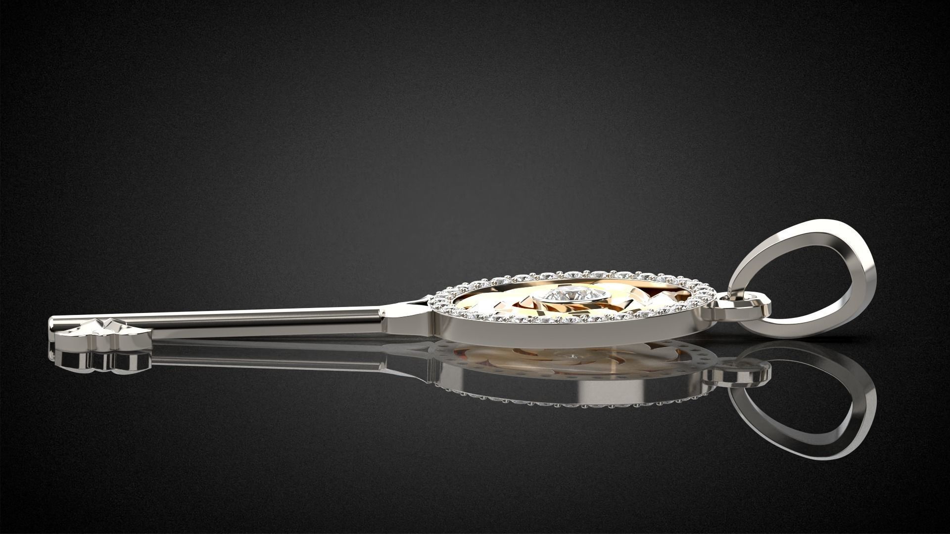 Gemstone Key Pendant P15 3D print model_14