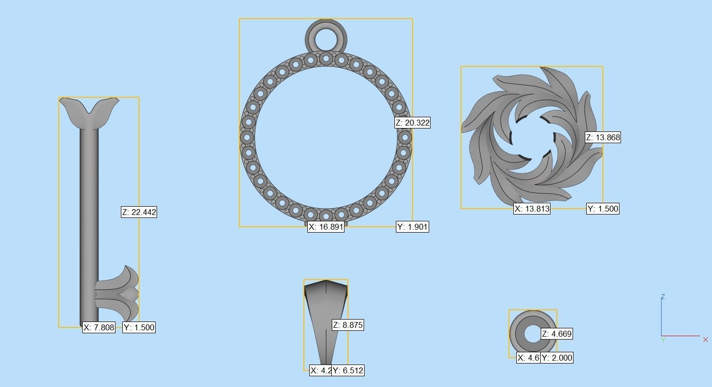 Gemstone Key Pendant P15 3D print model_17