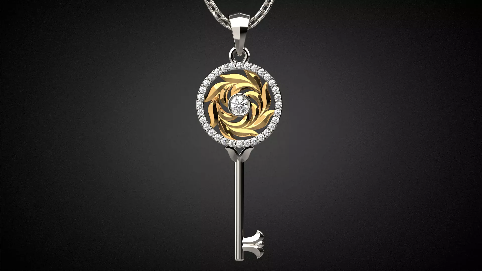 Gemstone Key Pendant P15 3D print model_0