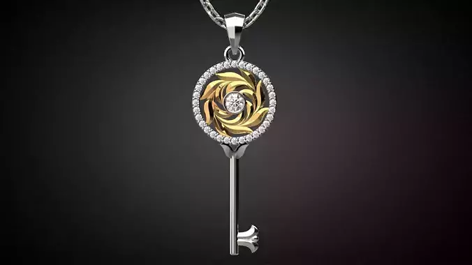 Gemstone Key Pendant P15