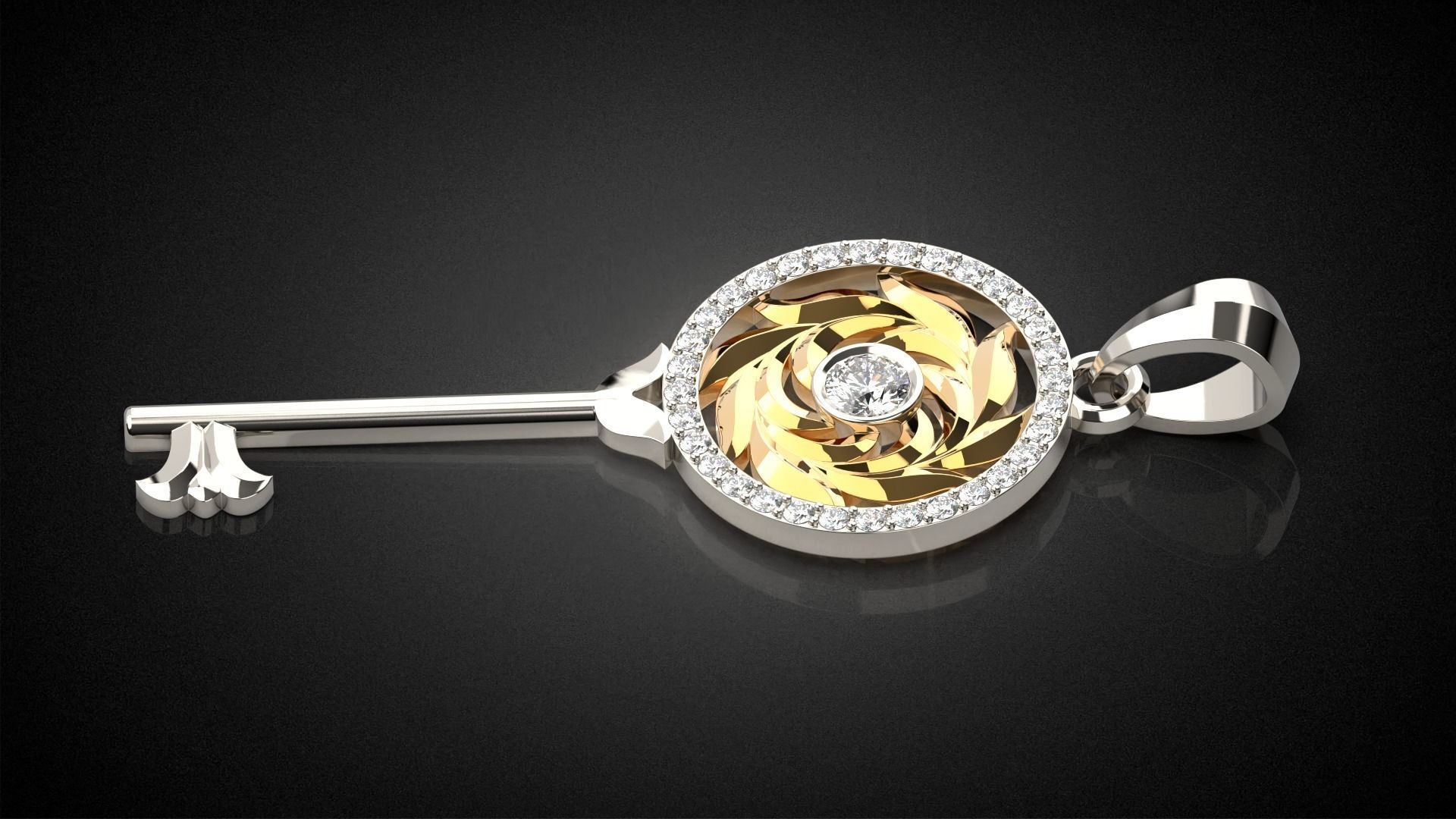 Gemstone Key Pendant P15 3D print model_7