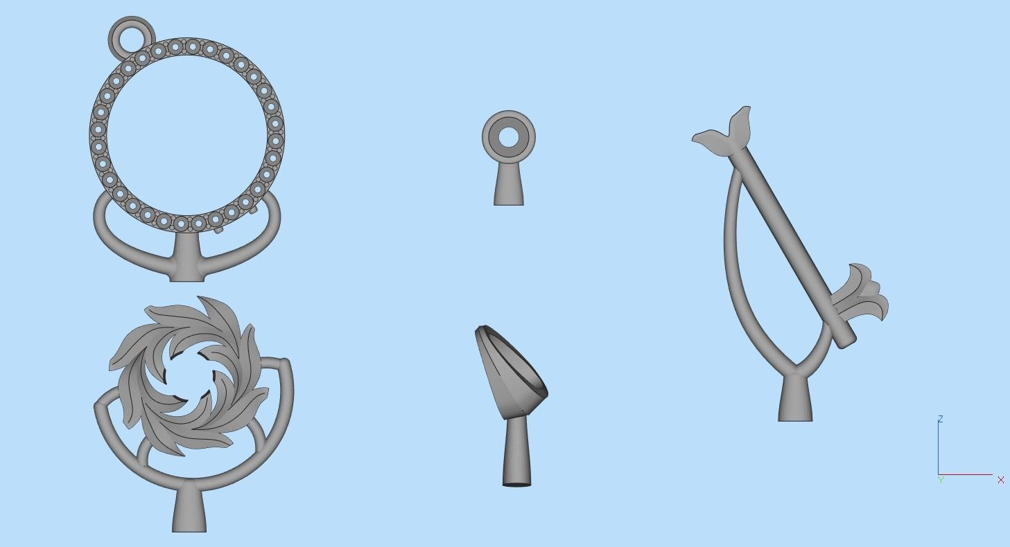 Gemstone Key Pendant P15 3D print model_18