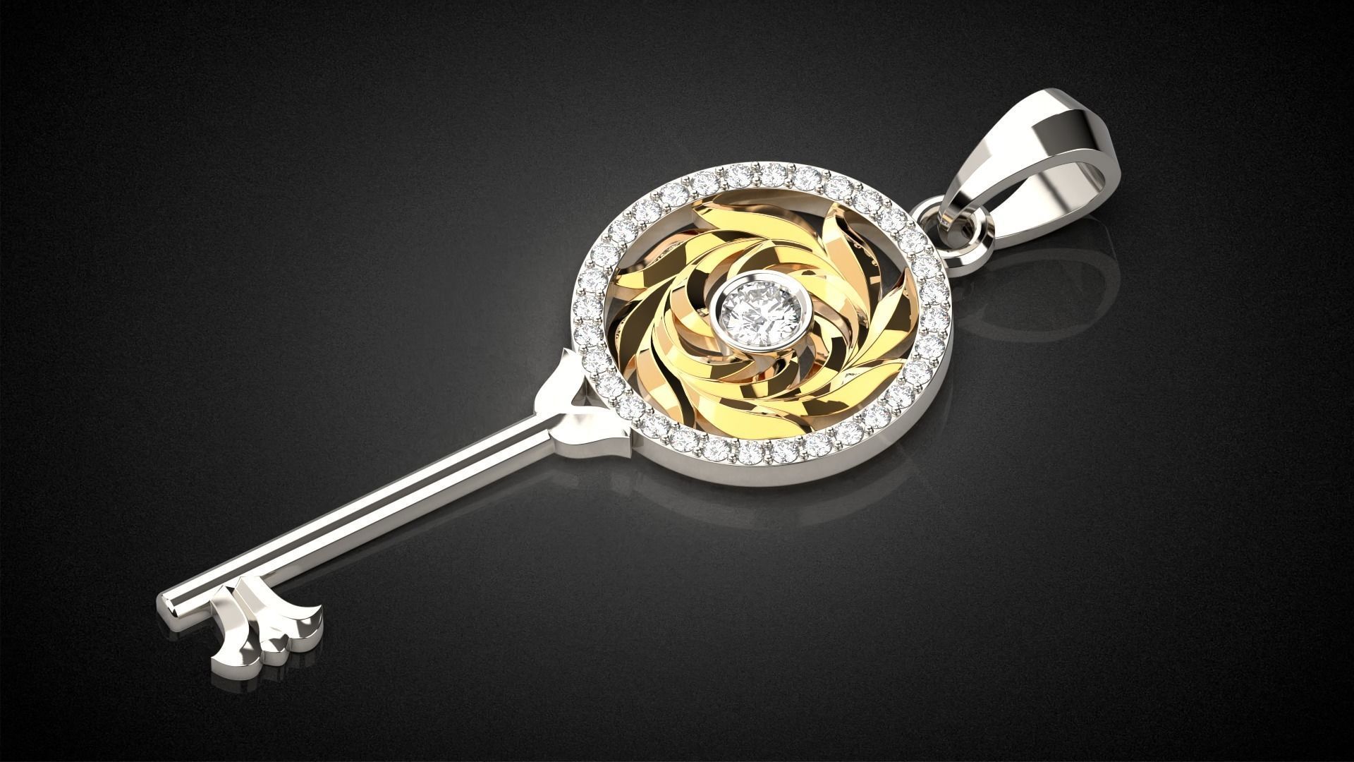 Gemstone Key Pendant P15 3D print model_6