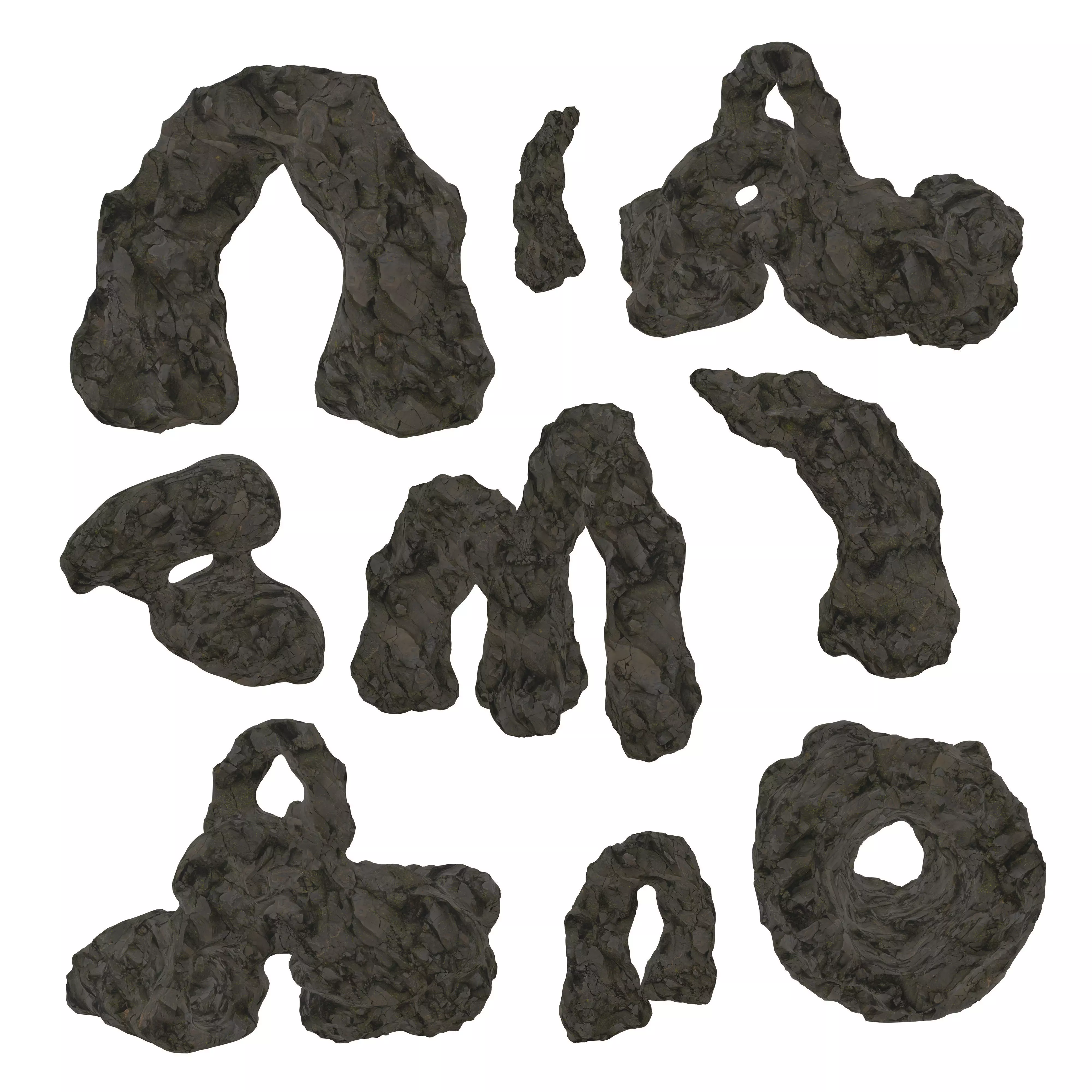 Cave tunnel and rocks mossy mountain PBR 8K Blundle KIT 3D model_0