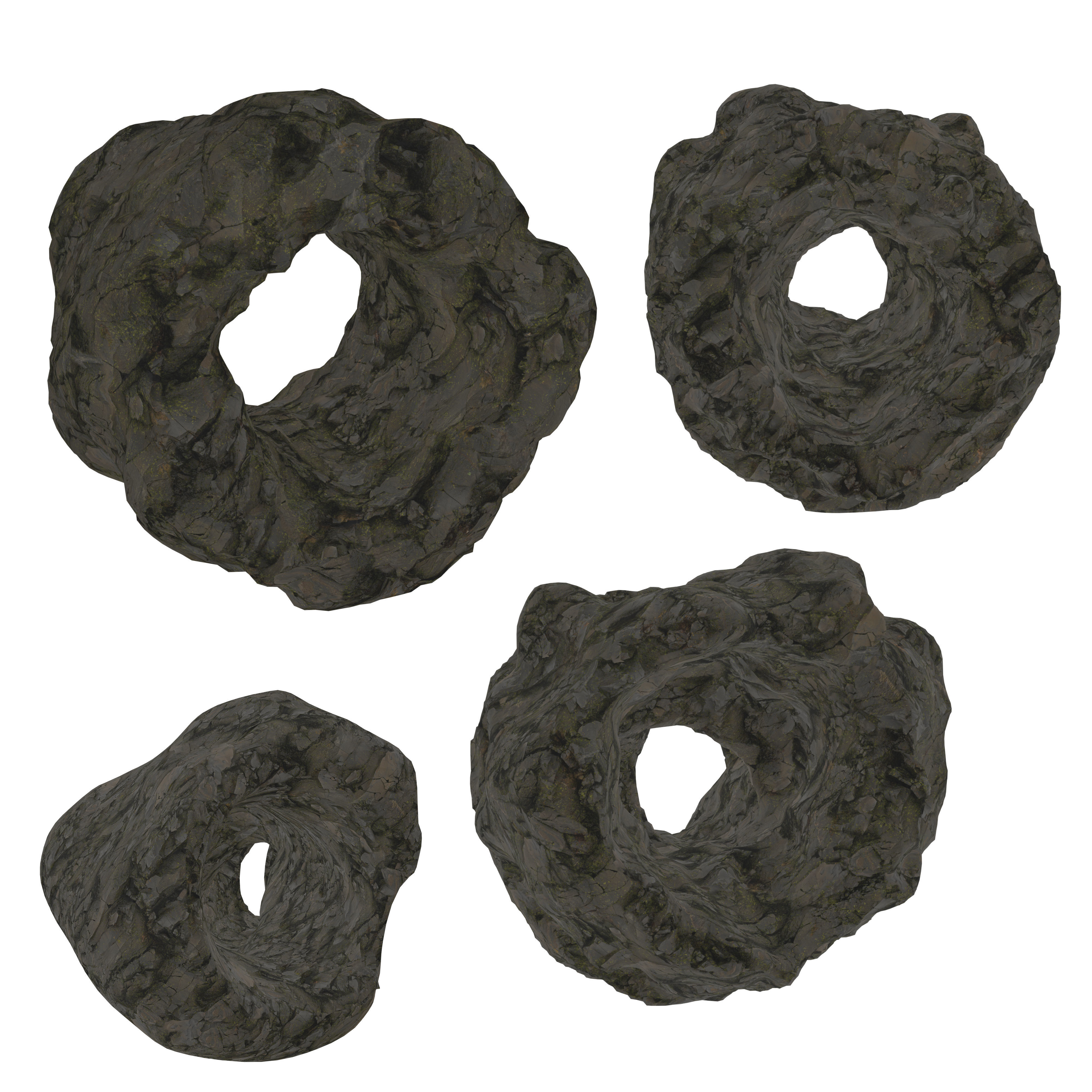 Cave tunnel and rocks mossy mountain PBR 8K Blundle KIT 3D model_6