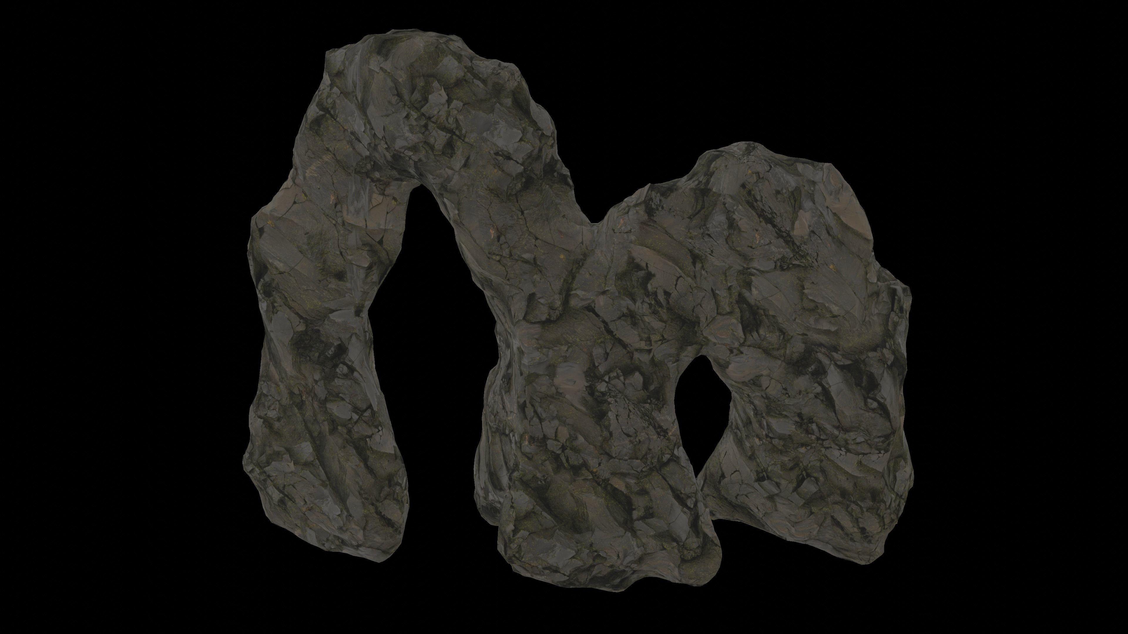 Cave tunnel and rocks mossy mountain PBR 8K Blundle KIT 3D model_20